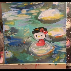 Hello kitty fishing painting !!
